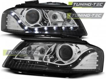 Scheinwerfer LED Tagfahrlicht Optik für Audi A3 8P 8PA Bj. 04-08 Schwarz