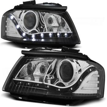 Scheinwerfer LED Tagfahrlicht Optik für Audi A3 8P 8PA Bj. 04-08 Schwarz