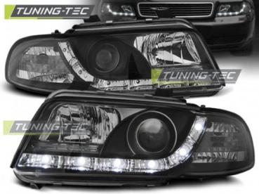 LED Tagfahrlicht Design Scheinwerfer für Audi A4 B5 94-98 schwarz