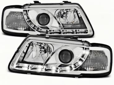 LED Tagfahrlicht Design Scheinwerfer für Audi A3 8L 96-00 chrom