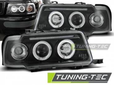 Scheinwerfer Angel Eyes für Audi 80 B4 Bj. 91-96 Schwarz