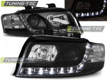 LED Tagfahrlicht Design Scheinwerfer für Audi A4 B6 00-04 schwarz