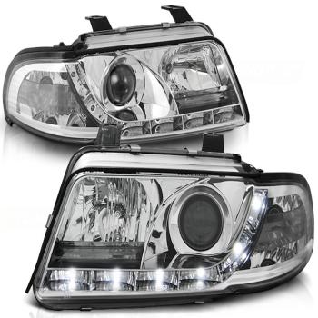 LED Tagfahrlicht Design Scheinwerfer für Audi A4 B5 Facelift 99-00 chrom