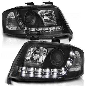 Scheinwerfer LED Tagfahrlicht Optik für Audi A6 C5 4B Bj. 97-01 Schwarz