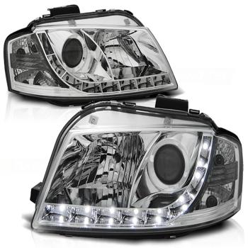 LED Tagfahrlicht-Design Scheinwerfer für Audi A3 8P 04-08 chrom