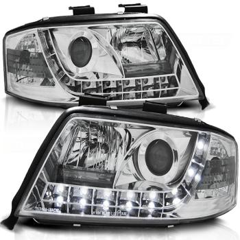 LED Tagfahrlicht Design Scheinwerfer für Audi A6 4B 01-04 chrom
