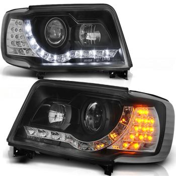 Scheinwerfer LED Tagfahrlicht Optik für Audi 100 C4 Bj. 91-94 Schwarz
