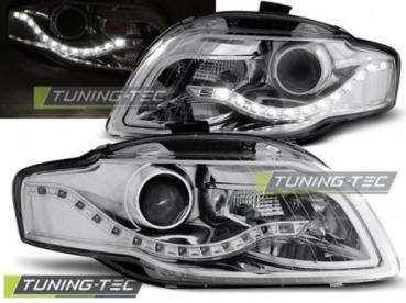 Scheinwerfer LED Tagfahrlicht Optik für Audi A4 B7 Bj. 04-08 Chrom