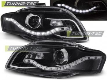 LED Tagfahrlicht Design Scheinwerfer für Audi A4 B7 05-08 schwarz