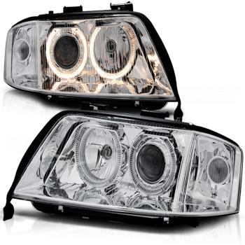 Scheinwerfer Angel Eyes für Audi A6 C5 4B Bj. 97-01 Chrom