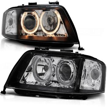Scheinwerfer Angel Eyes für Audi A6 C5 4B Bj. 97-01 Schwarz