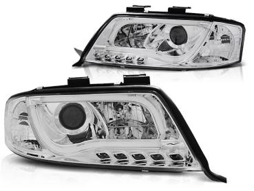 LED Tagfahrlicht Design Scheinwerfer für Audi A6 4B Facelift 01-04 chrom
