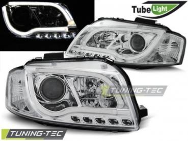 LED Tagfahrlicht Design Scheinwerfer für Audi A3 8P 04-08 chrom