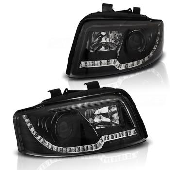 LED Tagfahrlicht Design Scheinwerfer für Audi A4 B6 00-04 schwarz