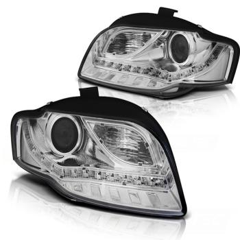 LED Tagfahrlicht Design Scheinwerfer für Audi A4 B7 05-08 chrom
