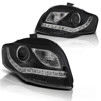 LED Tagfahrlicht Design Scheinwerfer für Audi A4 B7 05-08 schwarz