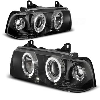 Scheinwerfer Angel Eyes für BMW 3er E36 Cabrio Coupe Bj. 92-99 Schwarz