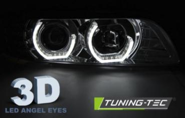 LED 3D Angel Eyes Scheinwerfer für BMW 5er E39 95-03 chrom