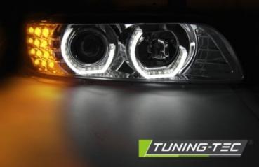 LED 3D Angel Eyes Scheinwerfer für BMW 5er E39 95-03 chrom