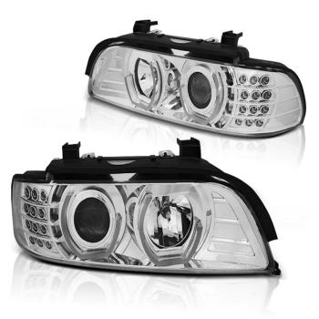 LED 3D Angel Eyes Scheinwerfer für BMW 5er E39 95-03 chrom