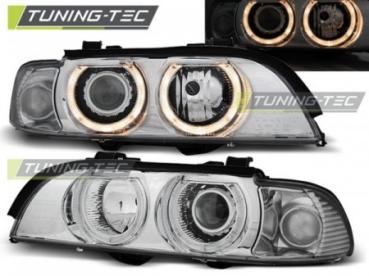 Xenon Scheinwerfer Angel Eyes für BMW 5er E39 Bj. 95-00 Chrom inkl. Xenon D2S Brenner