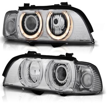 Xenon Scheinwerfer Angel Eyes für BMW 5er E39 Bj. 95-00 Chrom inkl. Xenon D2S Brenner
