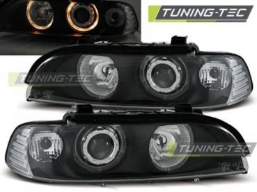 Scheinwerfer Angel Eyes für BMW 5er E39 Bj. 95-00 Schwarz
