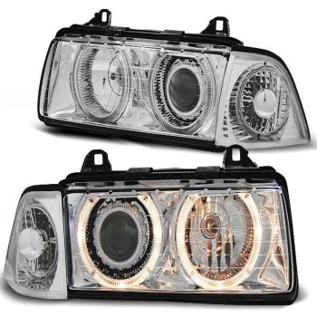 Scheinwerfer Angel Eyes für BMW 3er E36 Cabrio Coupe Bj. 92-99 Chrom