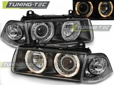 Angel Eyes Scheinwerfer für BMW 3er E36 Coupe/Cabrio 90-99 schwarz