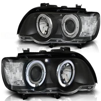 Scheinwerfer Angel Eyes für BMW X5 E53 Bj. 99-03 Schwarz