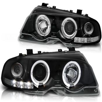 LED Angel Eyes Scheinwerfer für BMW E46 Coupe 99-03 schwarz Set