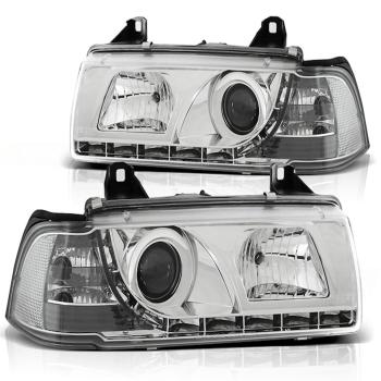Scheinwerfer LED Tagfahrlicht Optik für BMW 3er E36 Cabrio Coupe Bj. 92-99 Chrom