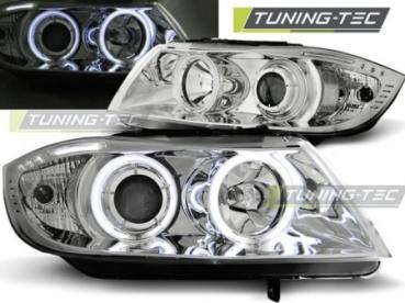 Scheinwerfer CCFL Angel Eyes für BMW 3er E90 E91 Bj. 05-08 Chrom