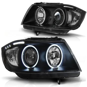 Scheinwerfer CCFL Angel Eyes für BMW 3er E90 E91 Bj. 05-08 Schwarz