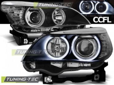 Scheinwerfer CCFL Angel Eyes für BMW 5er E60 E61 Bj. 03-07 Schwarz