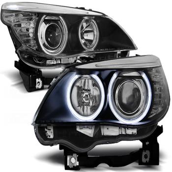 Scheinwerfer CCFL Angel Eyes für BMW 5er E60 E61 Bj. 03-07 Schwarz