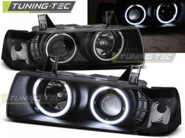 Scheinwerfer CCFL Angel Eyes für BMW 3er E36 Cabrio Coupe Bj. 90-99 Schwarz