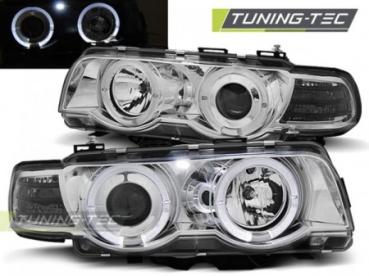 Scheinwerfer Angel Eyes für BMW 7er E38 Facelift Bj. 98-01 Chrom