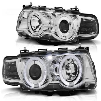 Scheinwerfer Angel Eyes für BMW 7er E38 Facelift Bj. 98-01 Chrom
