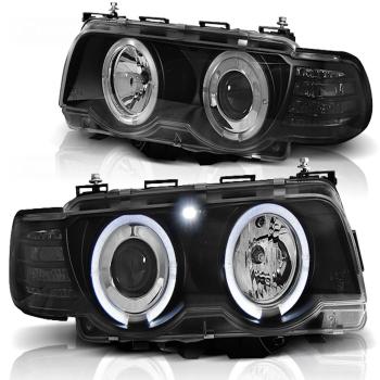 Xenon CCFL Angel Eyes Scheinwerfer für BMW 7er E38 98-01 Schwarz