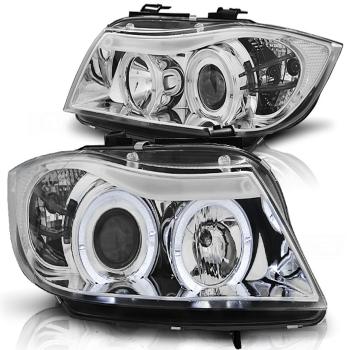 Scheinwerfer Angel Eyes für BMW 3er E90 E91 Bj. 05-08 Chrom