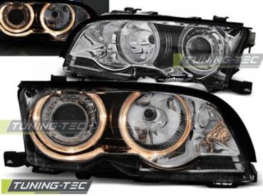 Scheinwerfer LED Angel Eyes für BMW 3er E46 Coupe Cabrio 01-03 Chrom