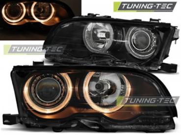 Scheinwerfer LED Angel Eyes für BMW 3er E46 Coupe Cabrio 01-03 Schwarz