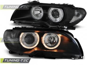 Design Angel Eyes Scheinwerfer für BMW 3er E46 Coupe / Cabrio 03-06 schwarz Set