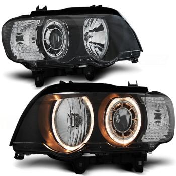 Xenon Scheinwerfer Angel Eyes für BMW X5 E53 Bj. 99-03 Schwarz