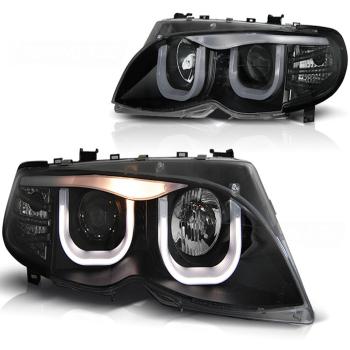 Scheinwerfer 3D Angel Eyes für BMW 3er E46 Limo Touring Bj. 01-05 Schwarz