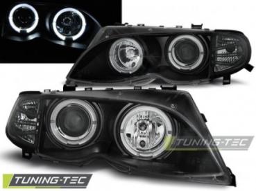 LED Angel Eyes Scheinwerfer für BMW 3er E46 01-05 chrom Set