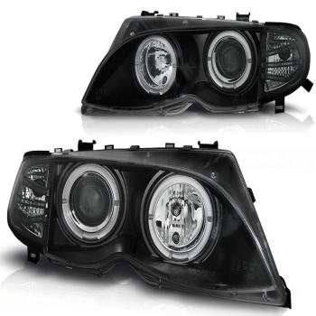 LED Angel Eyes Scheinwerfer für BMW 3er E46 01-05 chrom Set