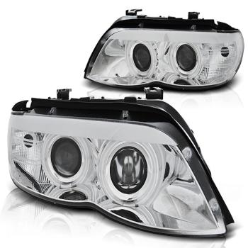 Xenon Scheinwerfer Angel Eyes für BMW X5 E53 Facelift Bj. 03-06 Chrom