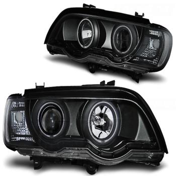 Xenon LED Angel Eyes Scheinwerfer für BMW X5 E53 99-03 schwarz